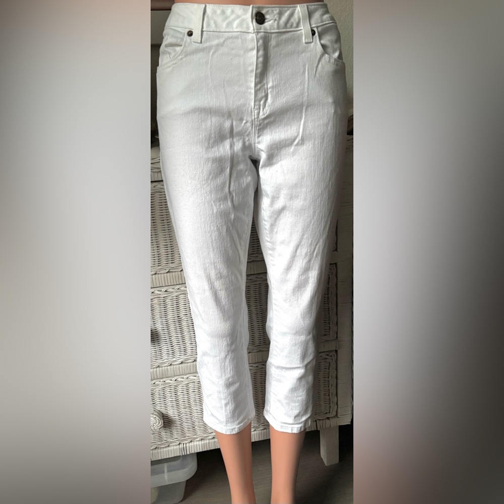 Michael Kors Cropped Jeans Skinny Legs Cotton Mid Rise in white color Size 8